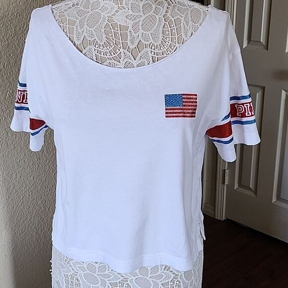 PINK Patriotic Cropped Top - Picture 1 of 10